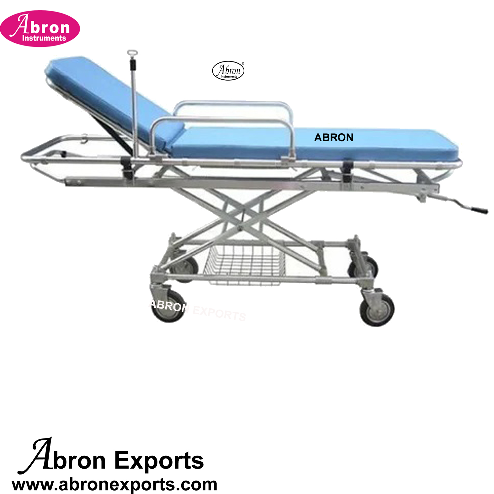 MRI  compatible stretcher 190x60x90cm with wheels mattres ainlinable Head Abron ABM-2721ST 